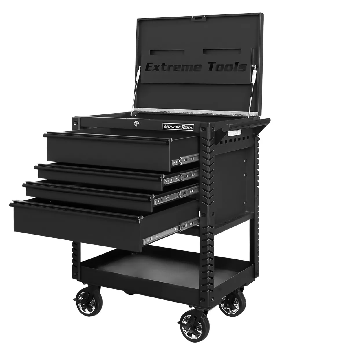 Extreme Tools 33" 4 Drawers Deluxe Tool Cart with Pry Bar Holders - Image 2