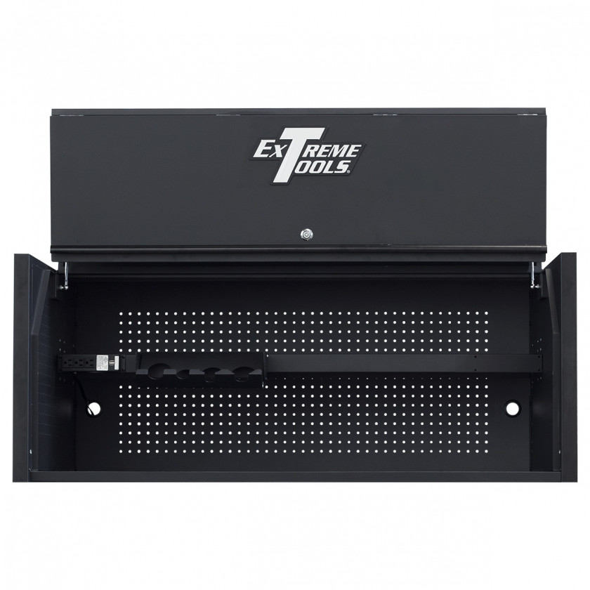 Extreme Tools RX 55 x 25 Power Workstation Hutch - RX552501HCMBBK-Open-Lid