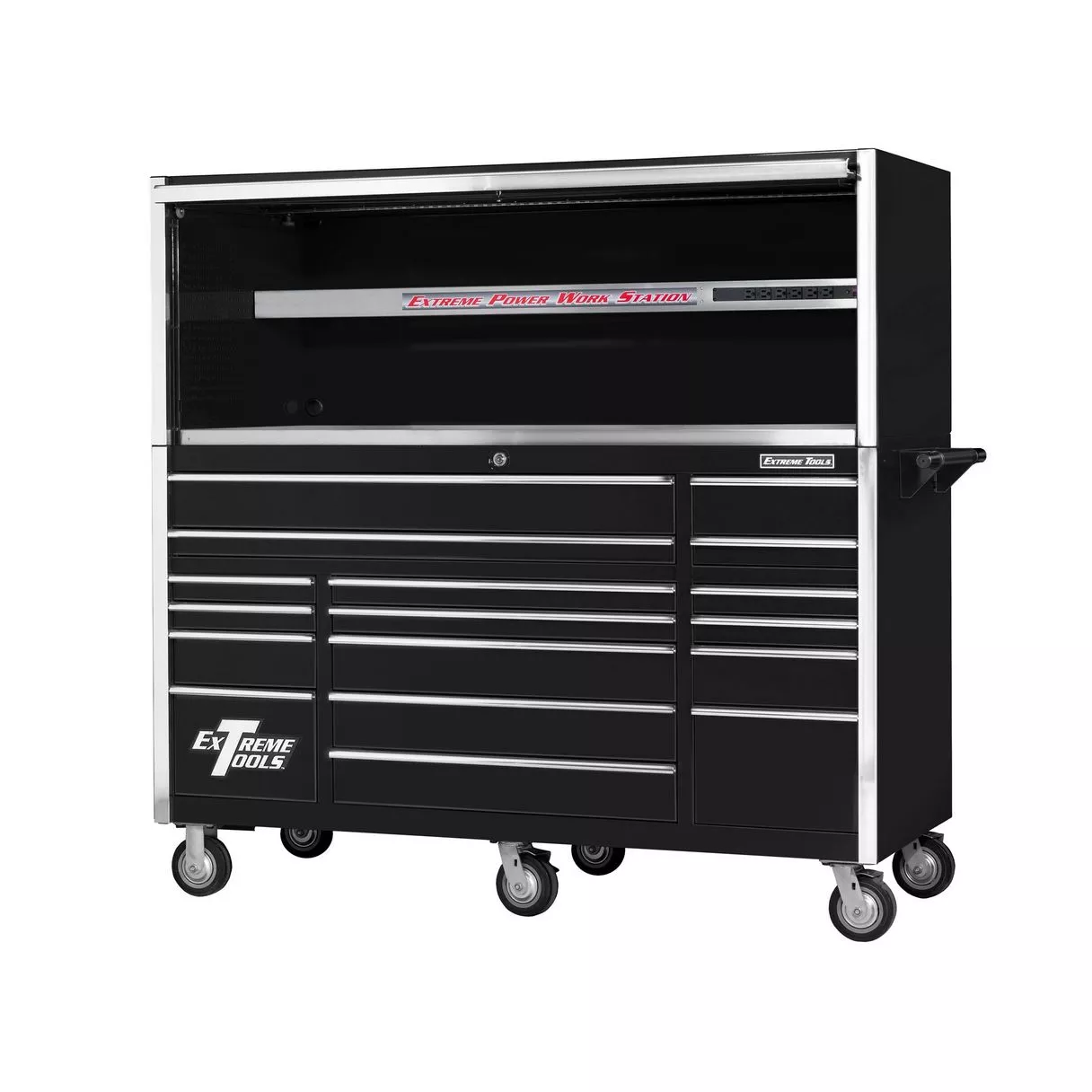 72" 17 Drawers Professional Roller Cabinet & Extreme Power Workstation Hutch Combo - Image 2