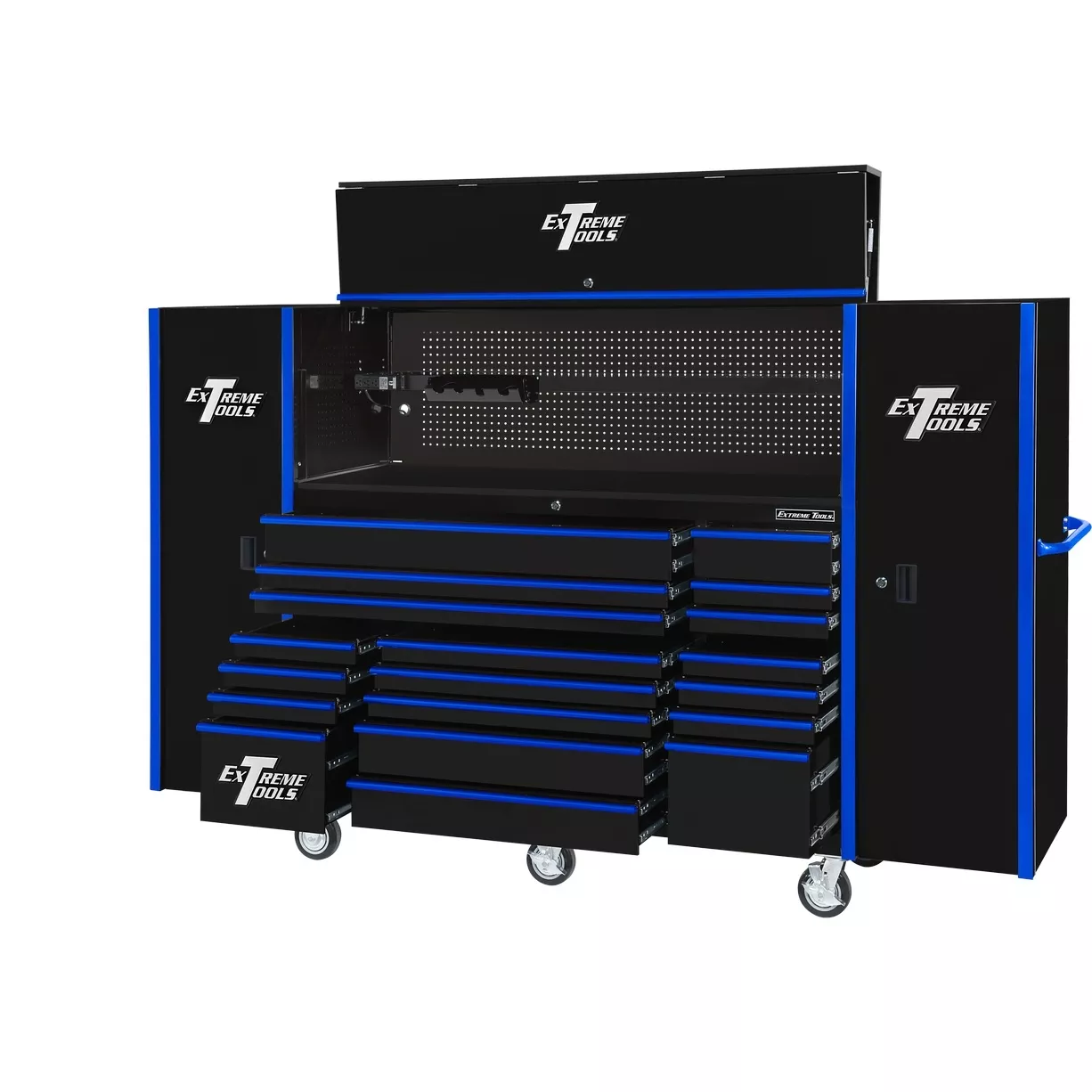 Extreme Tools 72" x 25" 19 Drawers Roller, Hutch & 2 Side Lockers Combo - Image 8