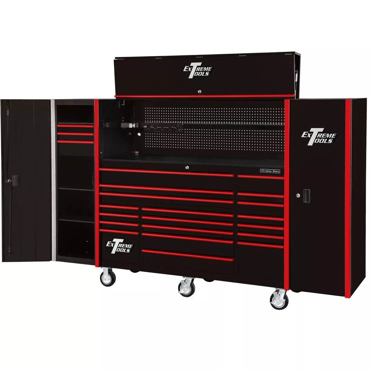 Extreme Tools 72" x 25" 19 Drawers Roller, Hutch & 2 Side Lockers Combo - Image 5