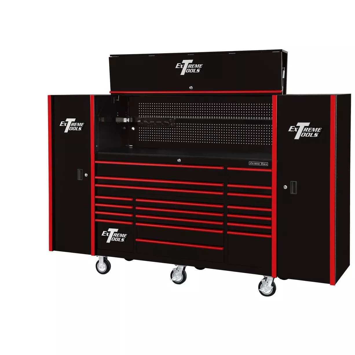Extreme Tools 72" x 25" 19 Drawers Roller, Hutch & 2 Side Lockers Combo - Image 4