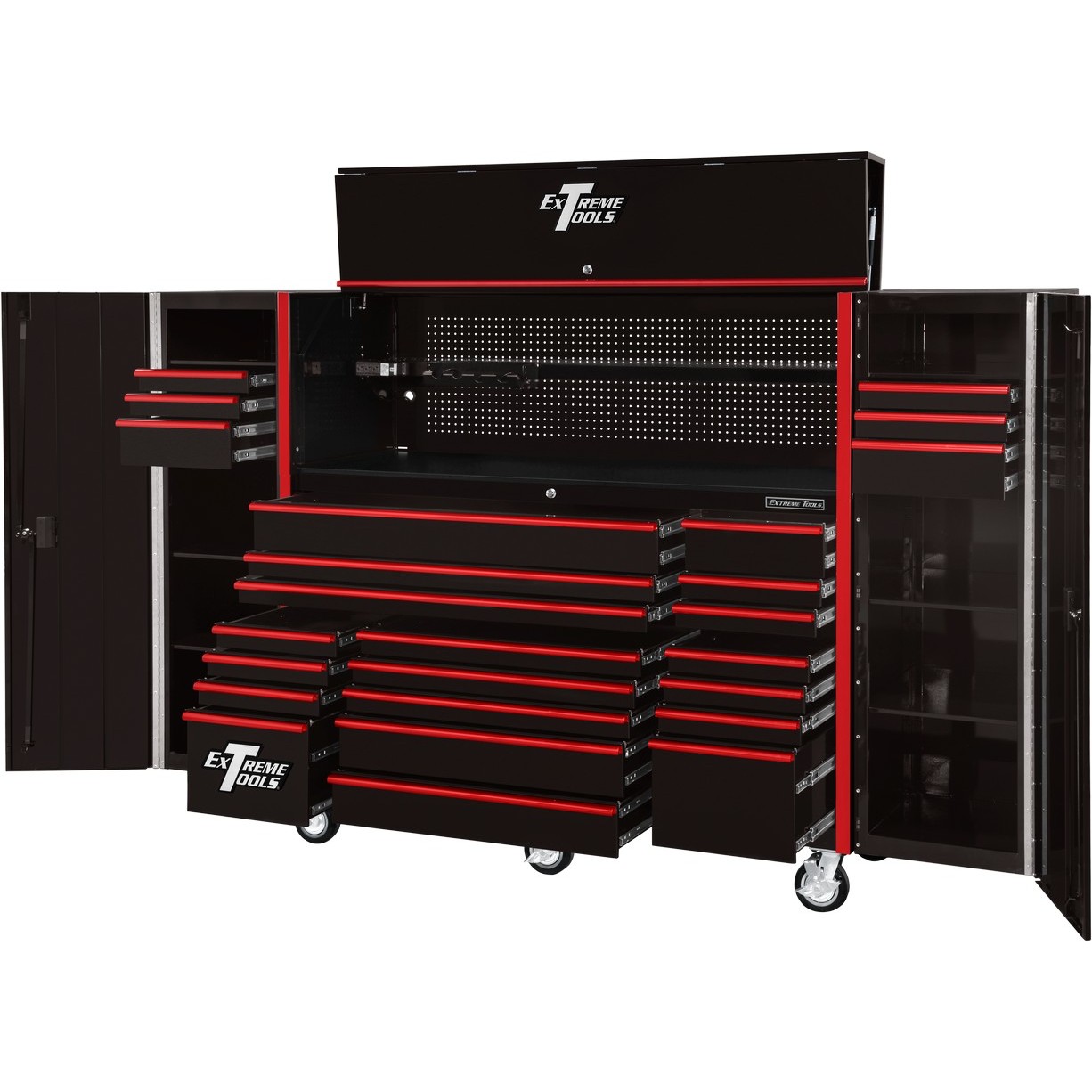 RTB Exclusive Combo: 72 Roller Tool Cabinet, Top Hutch, 2 Side
