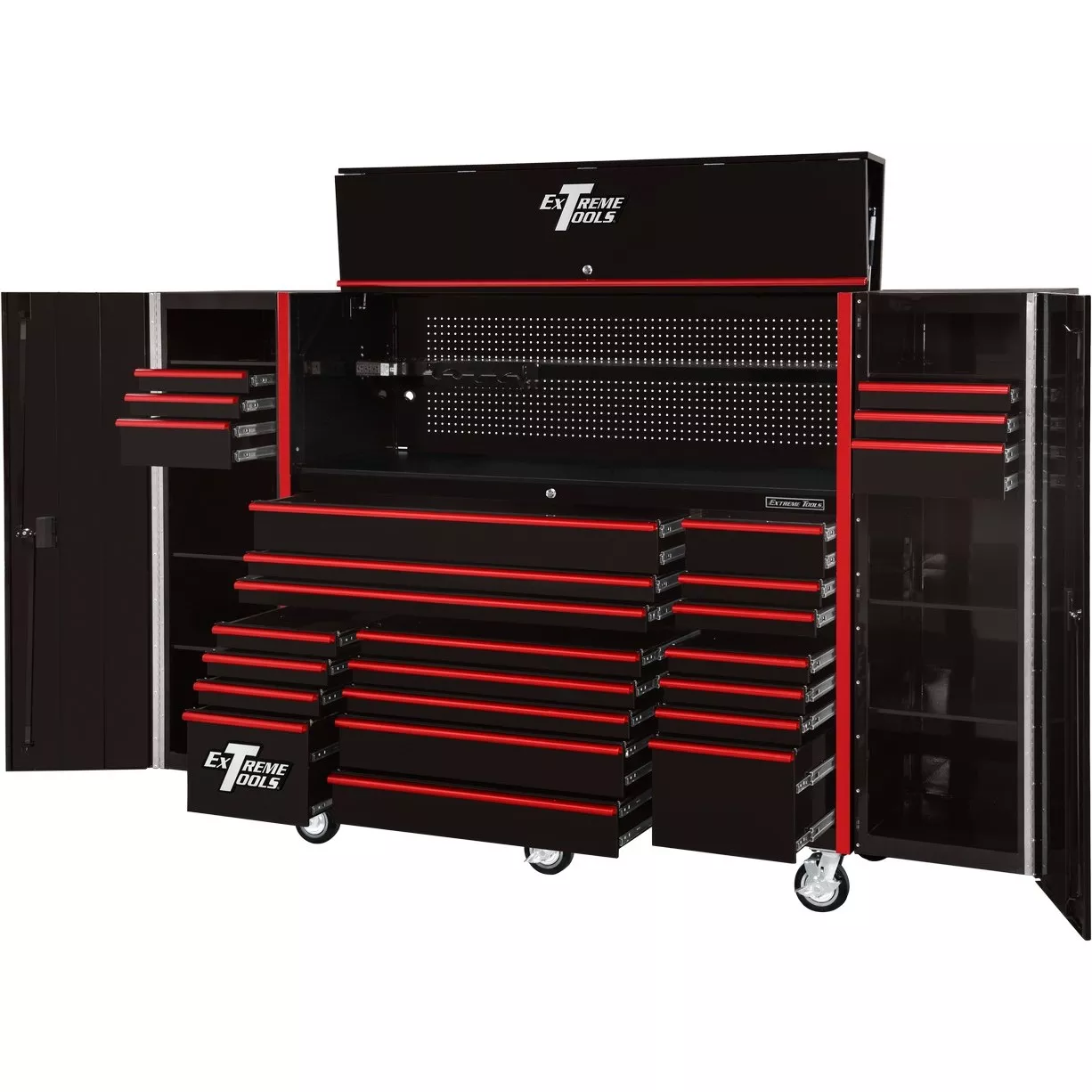 Extreme Tools 72" x 25" 19 Drawers Roller, Hutch & 2 Side Lockers Combo - Image 2