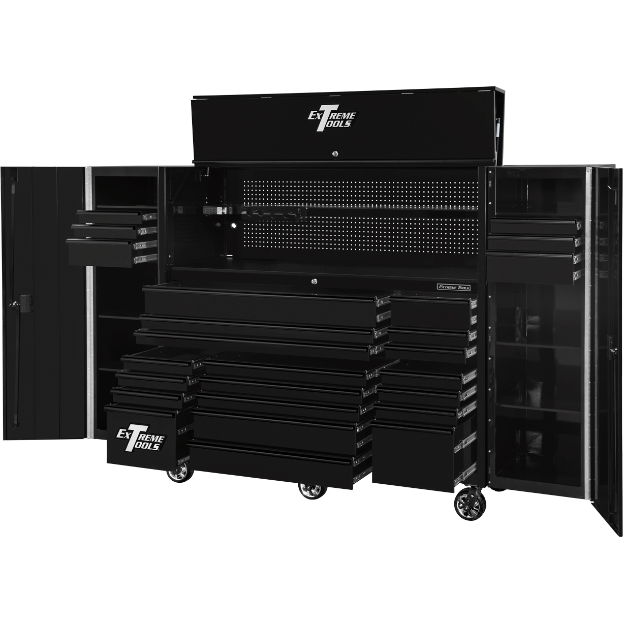 RTB Exclusive Combo: 72 Roller Tool Cabinet, Top Hutch, 2 Side