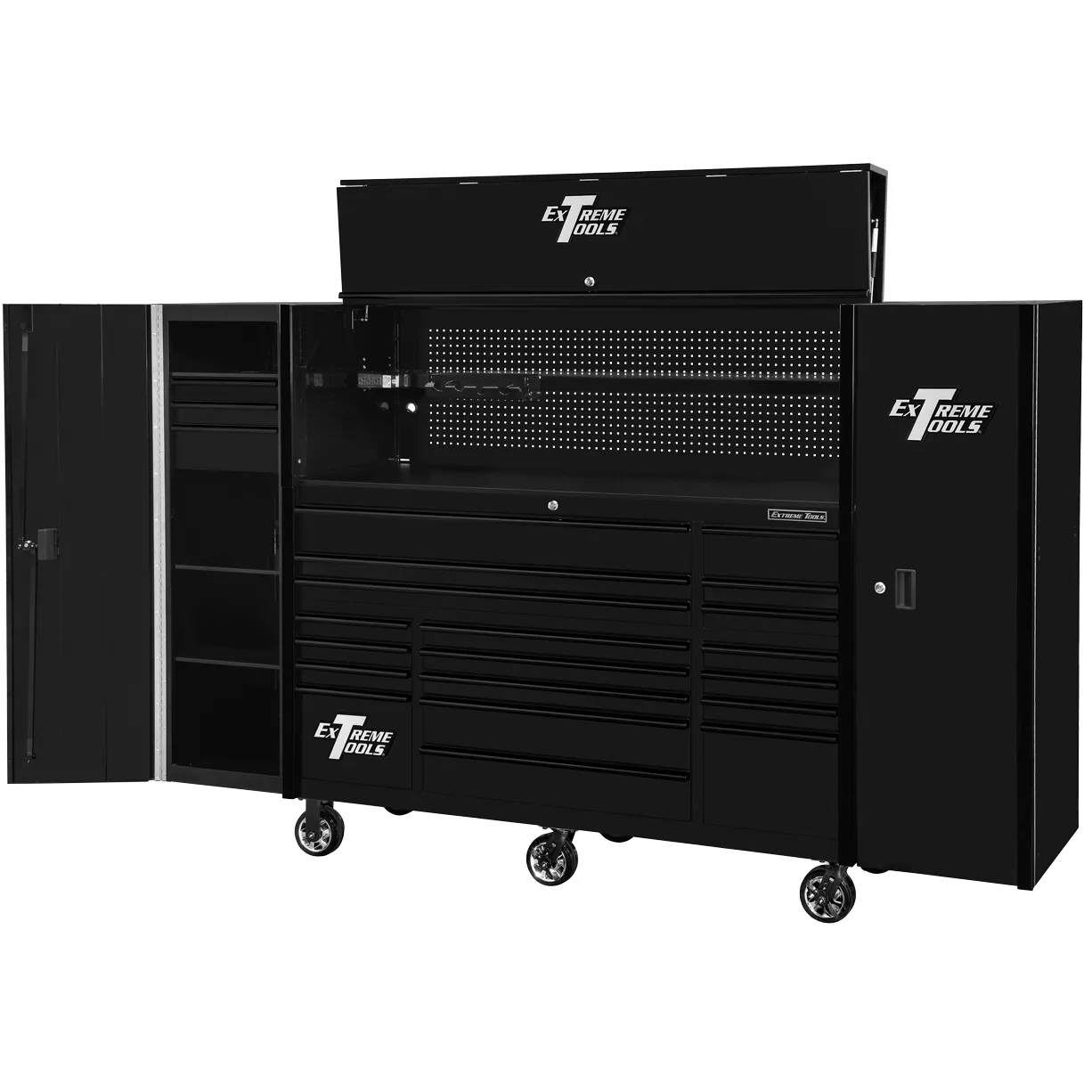 Extreme Tools 72" x 25" 19 Drawers Roller, Hutch & 2 Side Lockers Combo - Image 17