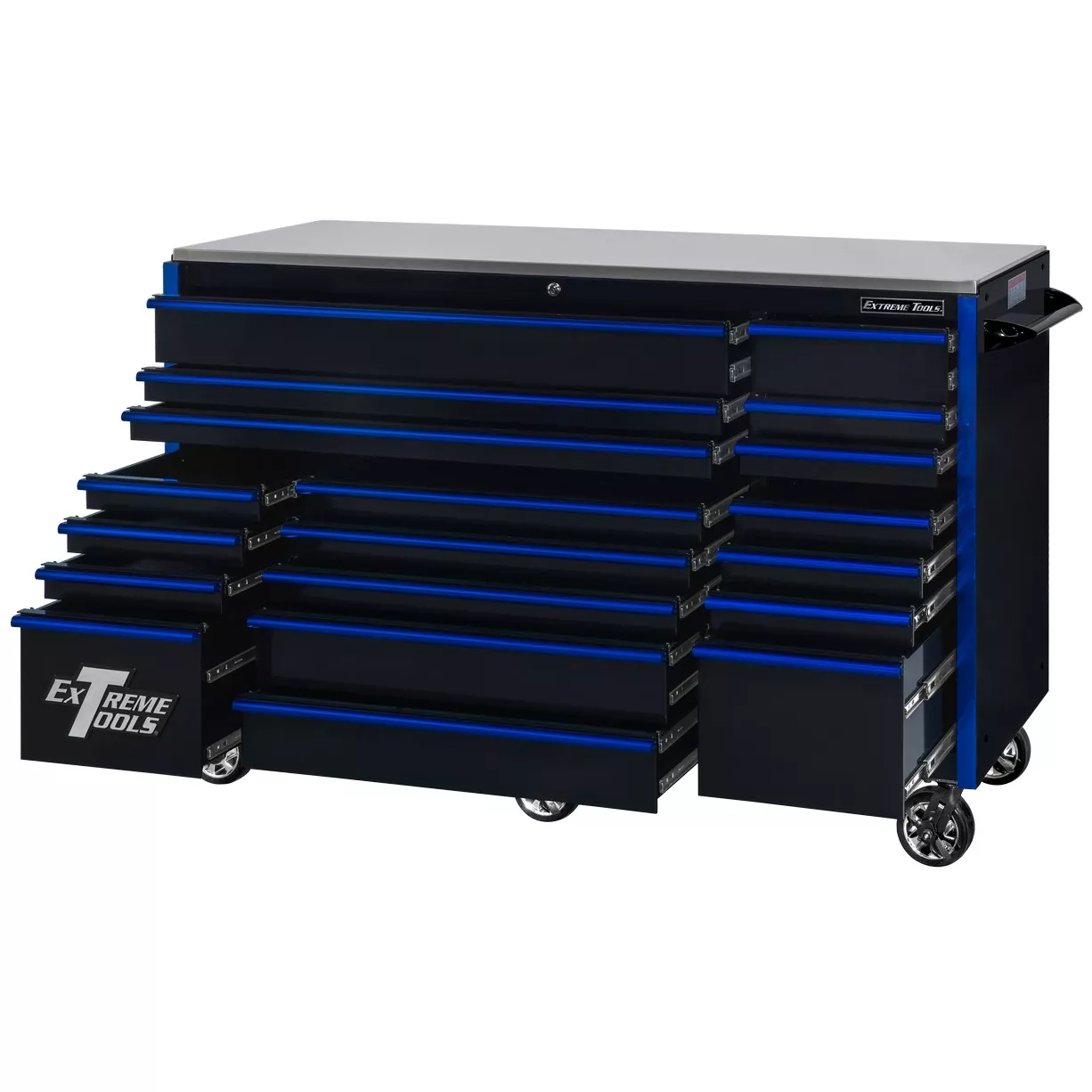 Extreme Tools 72" x 30" Deep, 19 Drawers Triple Bank Roller Cabinet - Image 13