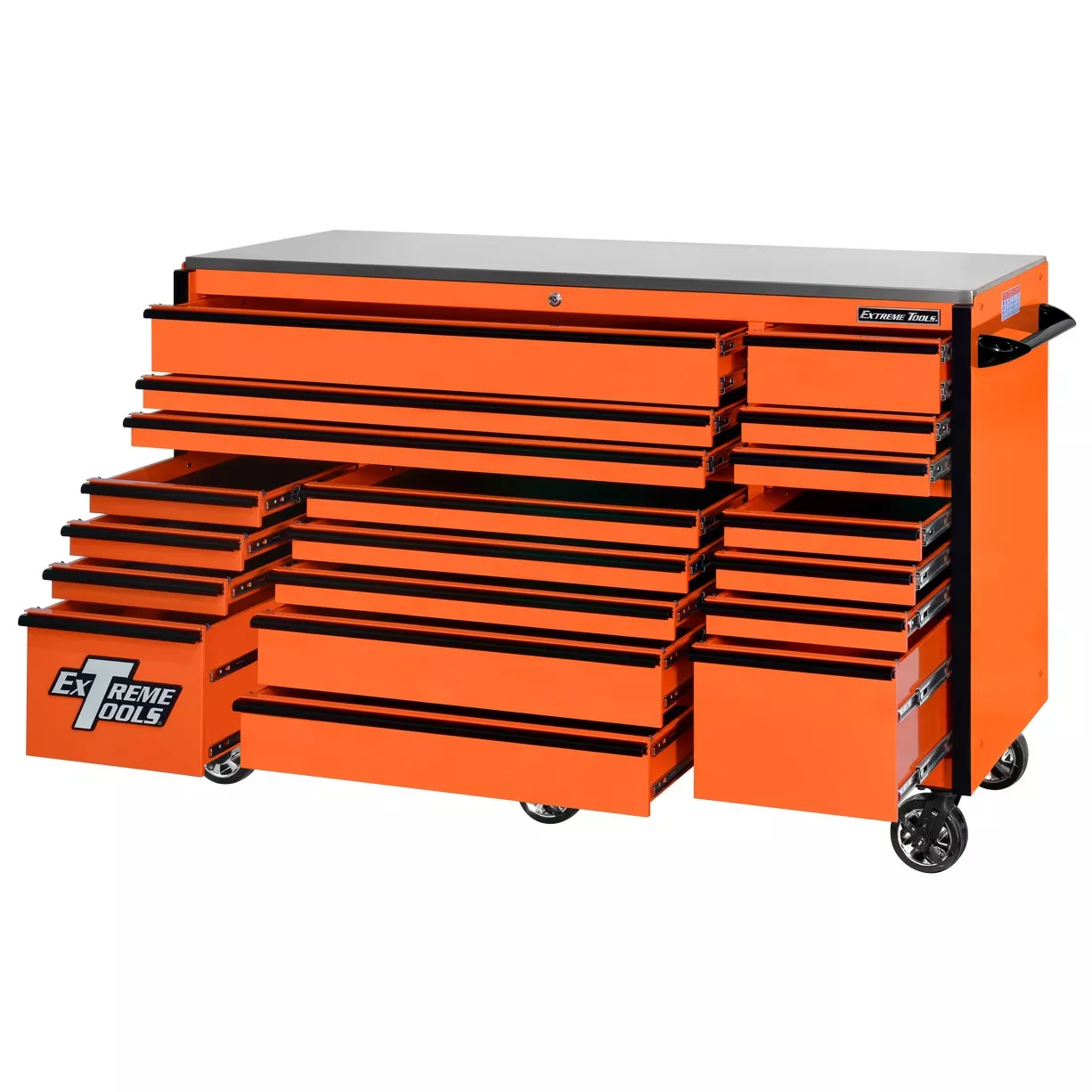 Extreme Tools 72" x 30" Deep, 19 Drawers Triple Bank Roller Cabinet - Image 7
