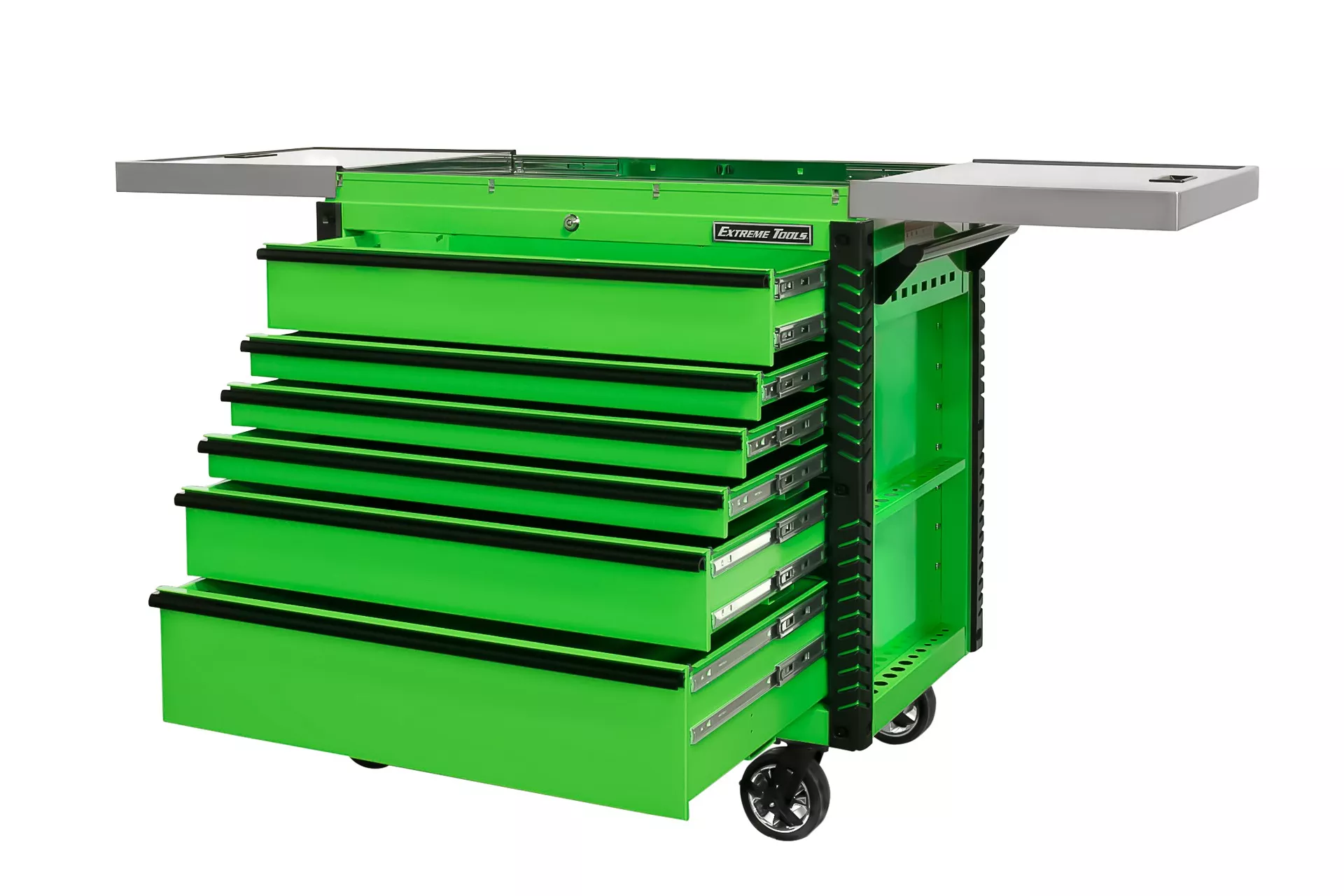 Extreme Tools 41" 6-Drawer Deluxe Tool Cart with Pry Bar Holders And Stainless Steel Slide Top - Image 8