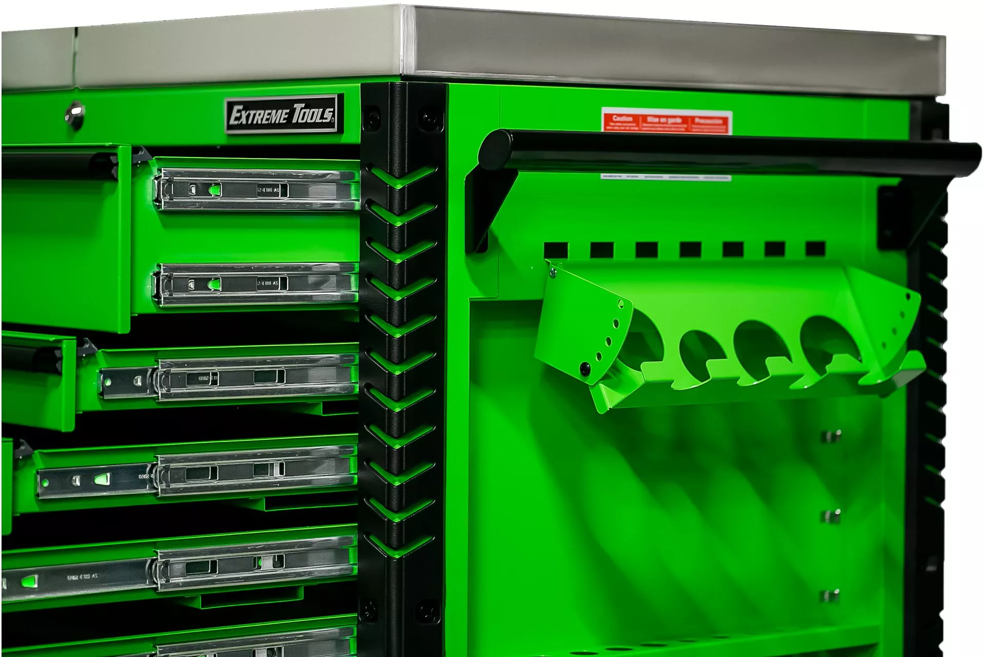 Extreme Tools 41" 6-Drawer Deluxe Tool Cart with Pry Bar Holders And Stainless Steel Slide Top - Image 11