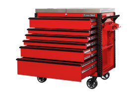 Alternative view of Extreme Tools 41" 6-Drawer Deluxe Tool Cart with Pry Bar Holders And Stainless Steel Slide Top