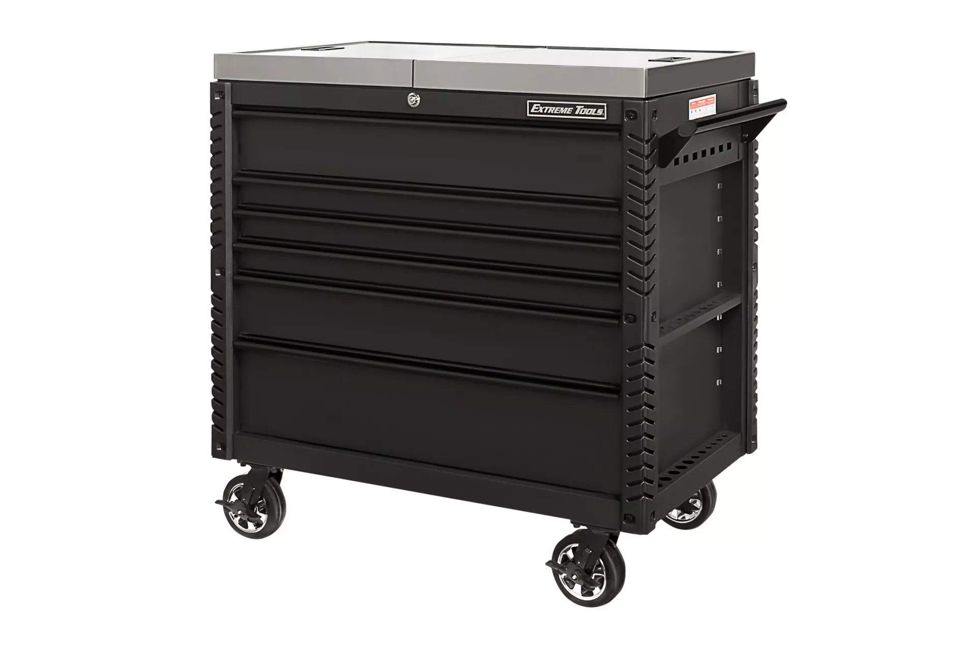 Extreme Tools 41" 6-Drawer Deluxe Tool Cart with Pry Bar Holders And Stainless Steel Slide Top - Image 17