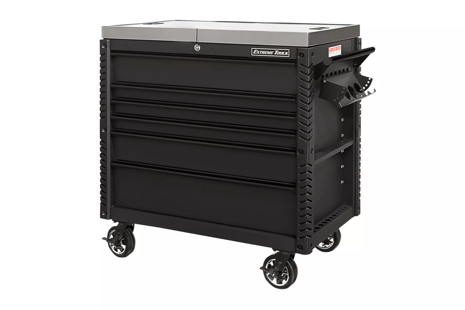 Extreme Tools 41" 6-Drawer Deluxe Tool Cart with Pry Bar Holders And Stainless Steel Slide Top - Image 16