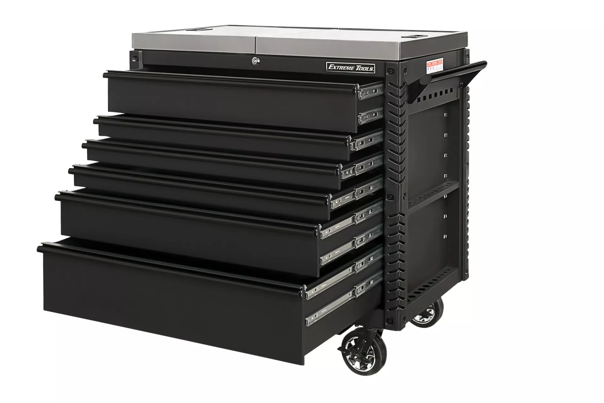 Extreme Tools 41" 6-Drawer Deluxe Tool Cart with Pry Bar Holders And Stainless Steel Slide Top - Image 15