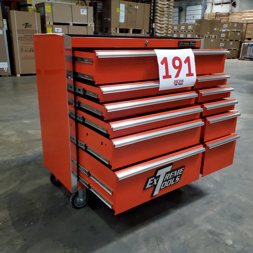 Scratch and Dent _ SD-EX4111RCOR _ Extreme Tools 41 in. 11 Drawer Roller Cabinet, Orange with Chrome Handles_06