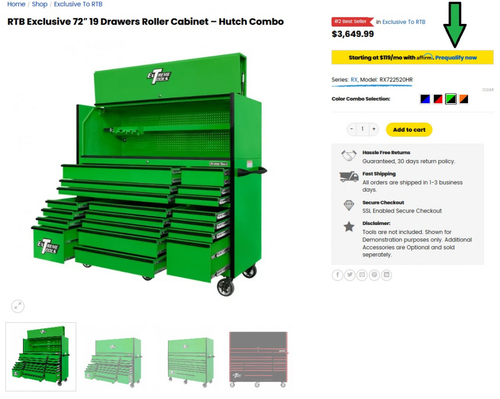 Rockin Toolboxes Affirm Financing