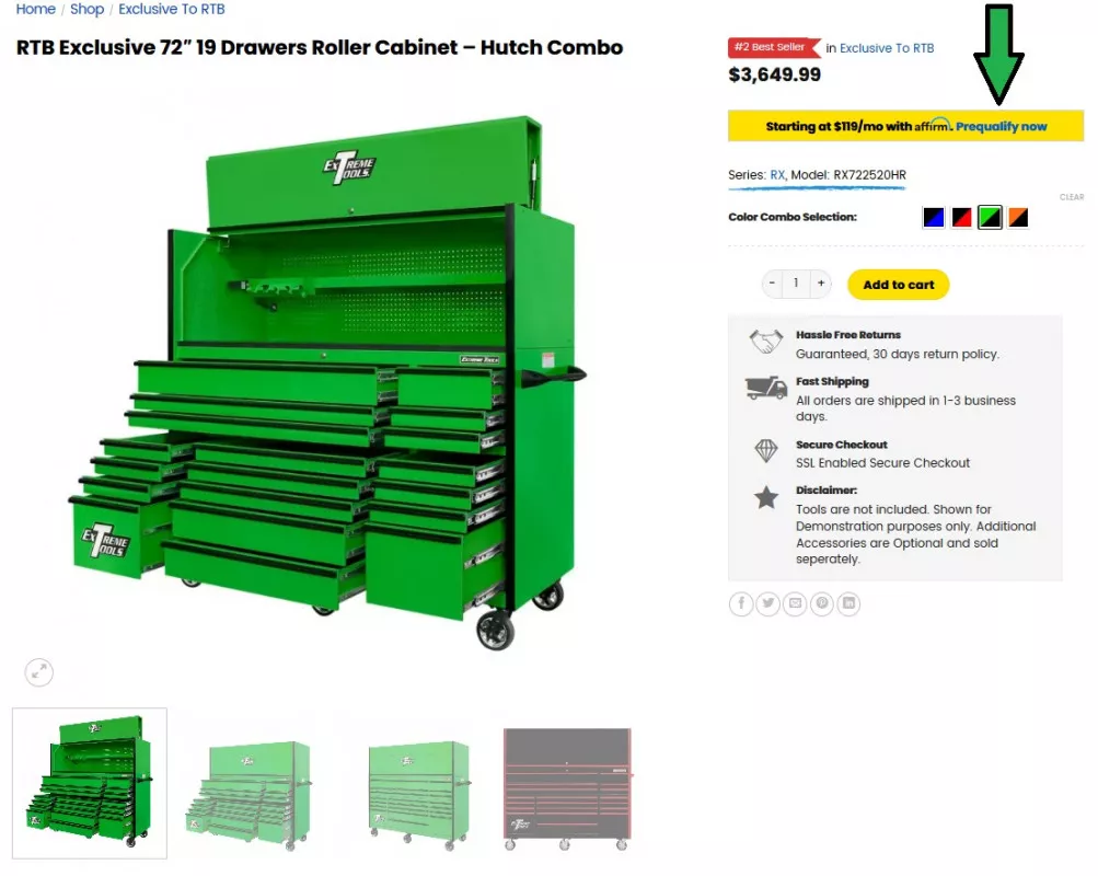 Rockin Toolboxes Affirm Financing
