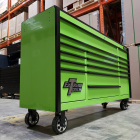 Alternative view of Scratch & Dent, Extreme Tools DX Series 72" x 21" Triple Bank Roller, 17 Drawers - Green Showroom Demo