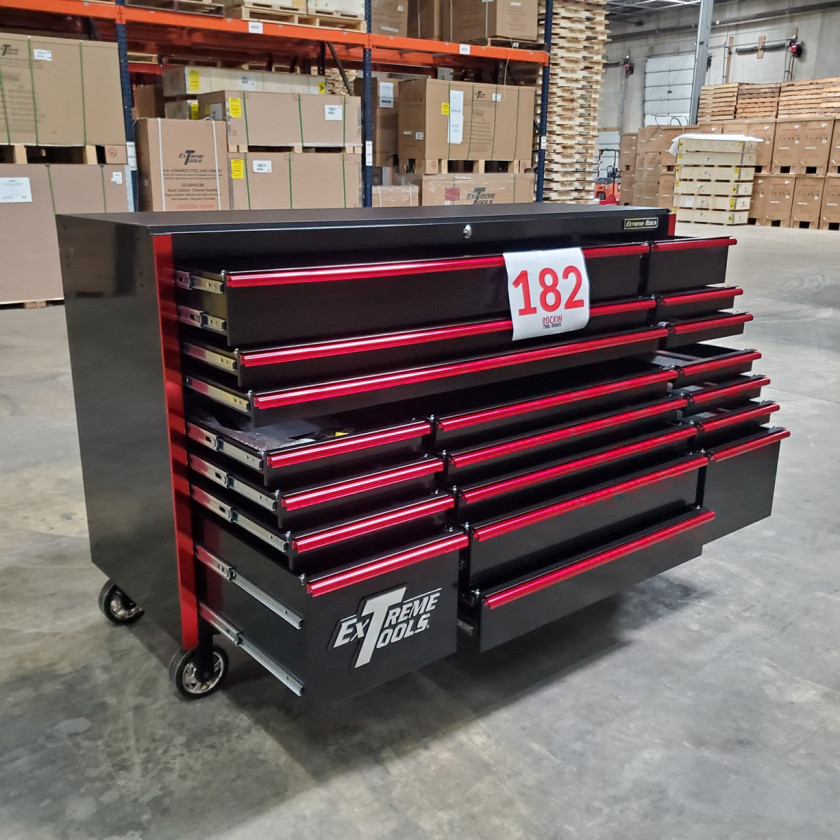 SD-RX722519RCBKRD - Showroom Demo - Extreme Tools RX Series 72 in. x 25 in. 19 Drawers Roller Cabinet, Orange, 150 lbs. Slides - Black-Red_16