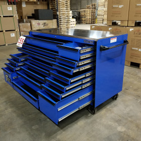 Scratch & Dent Extreme Tools 72" x 30" 19 Drawers Triple Bank Roller Cabinet With Stainless Steel Top - Showroom Demo