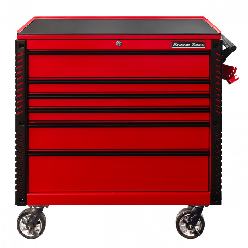 EX4106TCRDBK-Front-Closed - Extreme Tools 41 6-Drawer Deluxe Tool Cart with Pry Bar Holders And Flip Top