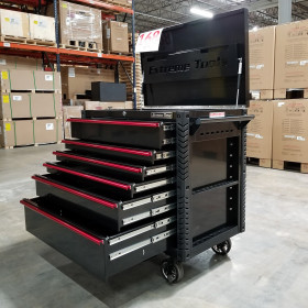 Showroom Demo Extreme Tools 41" 6-Drawer Deluxe Tool Cart with Pry Bar Holders And Flip Top