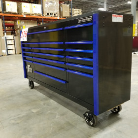 Alternative view of Scratch & Dent, Extreme Tools DX Series 72" x 21" Triple Bank Roller Cabinet, 17 Drawers - Black/Blue Showroom Demo