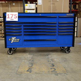 Scratch & Dent, Extreme Tools DX Series 72" x 21" Triple Bank Roller Cabinet, 17 Drawers - Blue/Black Showroom Demo