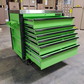 Scratch and Dent _ Extreme Tools 41 x 25 6-Drawer Slide Top Tool Cart - SD-EX4106TCS - Green with Black Drawer Pulls_27