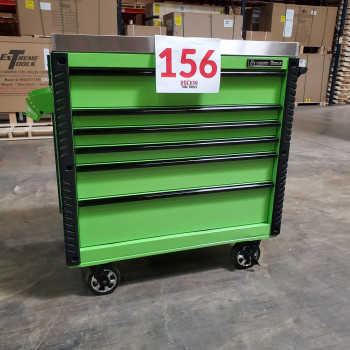 Scratch and Dent _ Extreme Tools 41 x 25 6-Drawer Slide Top Tool Cart - SD-EX4106TCS - Green with Black Drawer Pulls_31