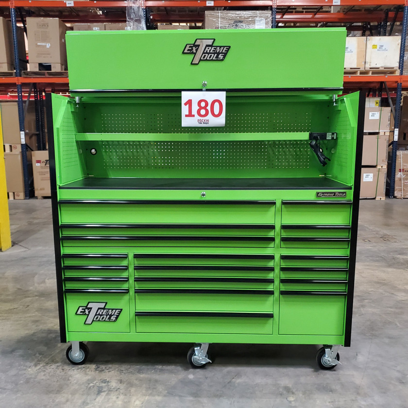 Showroom Demo Extreme Tools 72in. x 25in. Roller and Hutch Combo - Green-01