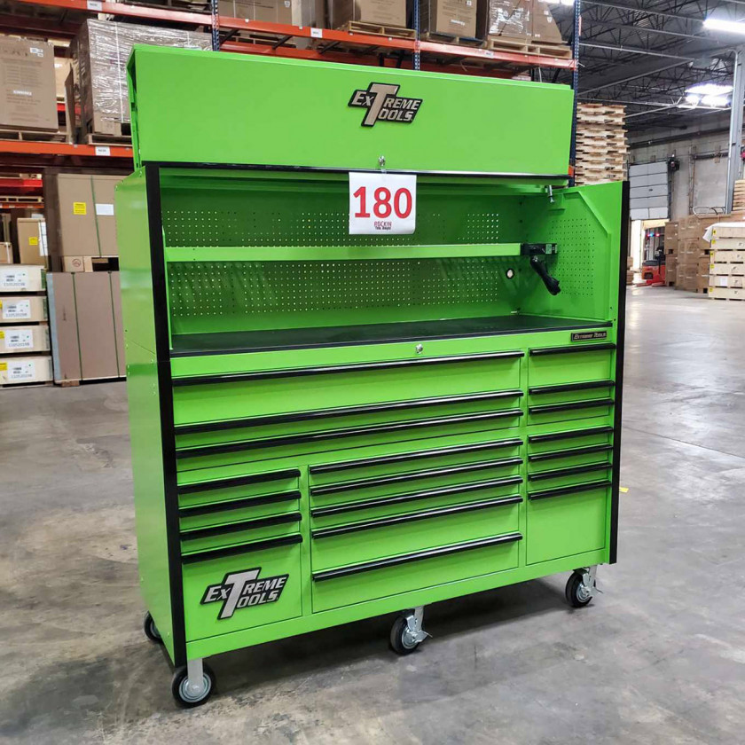 Showroom Demo Extreme Tools 72in. x 25in. Roller and Hutch Combo - Green-02