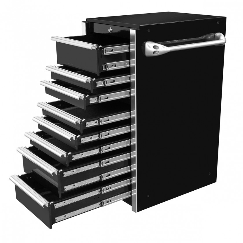 GW192508SBBKR-SLIDES-GearWrench 19in 7 drawer Side Box - Black with Chrome
