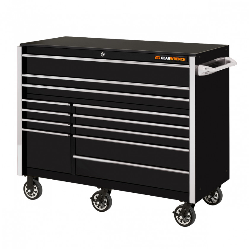 GW552512RCBKC- GearWrench GW Series 55in. 12 Drawer Roller Cabinet - Black with Chrome