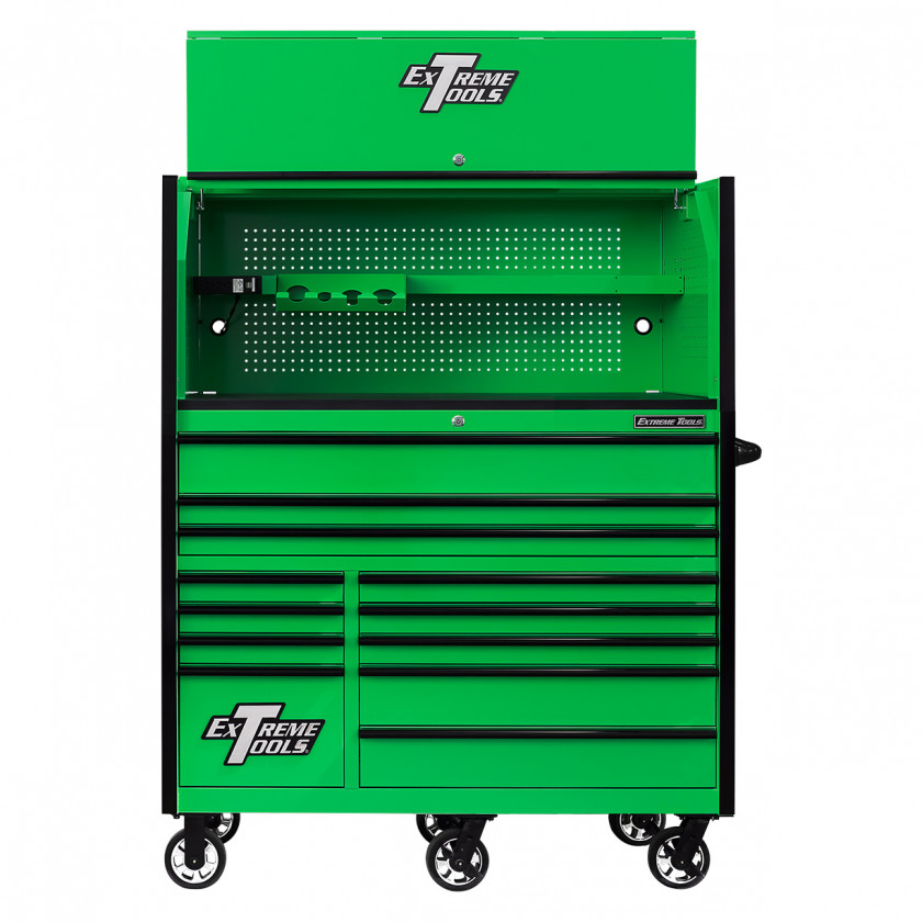 RX552513HRGNBK-X -55 x 25 inch Roller and Power Workstation Hutch with Open Lid - Green-Black