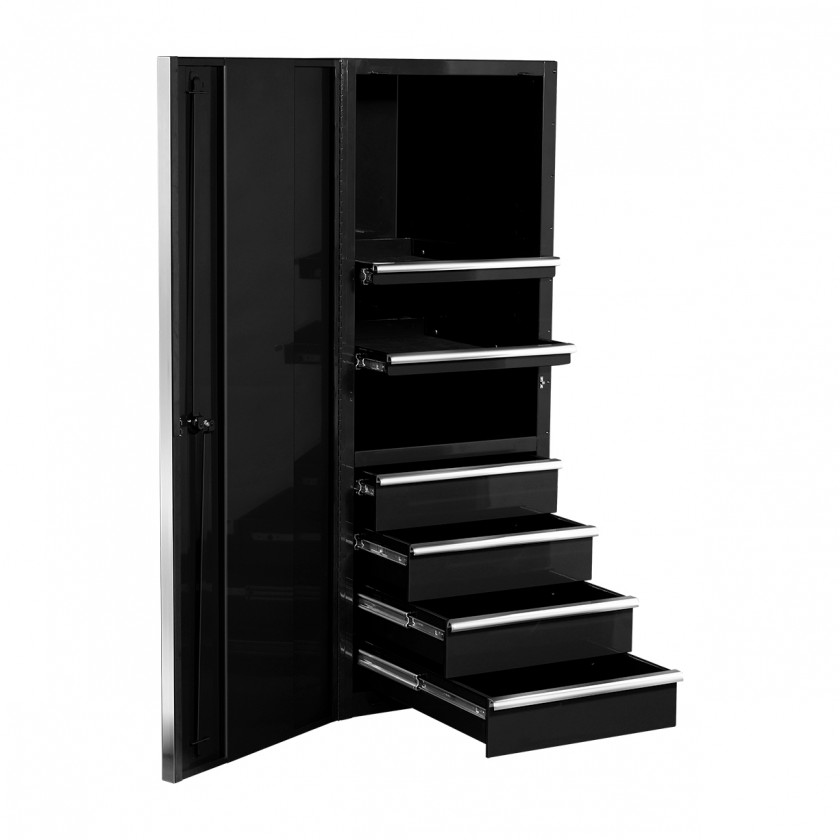 EXQ Series 24x30 in. 4 Drawer and 2 Shelf Pro Side Cabinet Black w Blue Chrome - EX2404SCQBKCR-OPEN | RTB