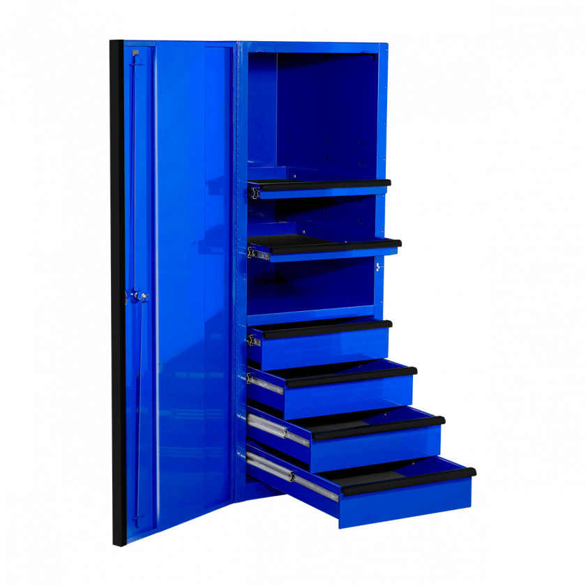 EXQ Series 24x30 in. 4 Drawer and 2 Shelf Pro Side Cabinet Blue w Black Handles - EX2404SCQBLBK-OPEN | RTB