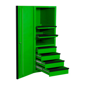 EXQ Series 24x30 in. 4 Drawer and 2 Shelf Pro Side Cabinet Green w Black Handles - EX2404SCQGNBK-OPEN | RTB