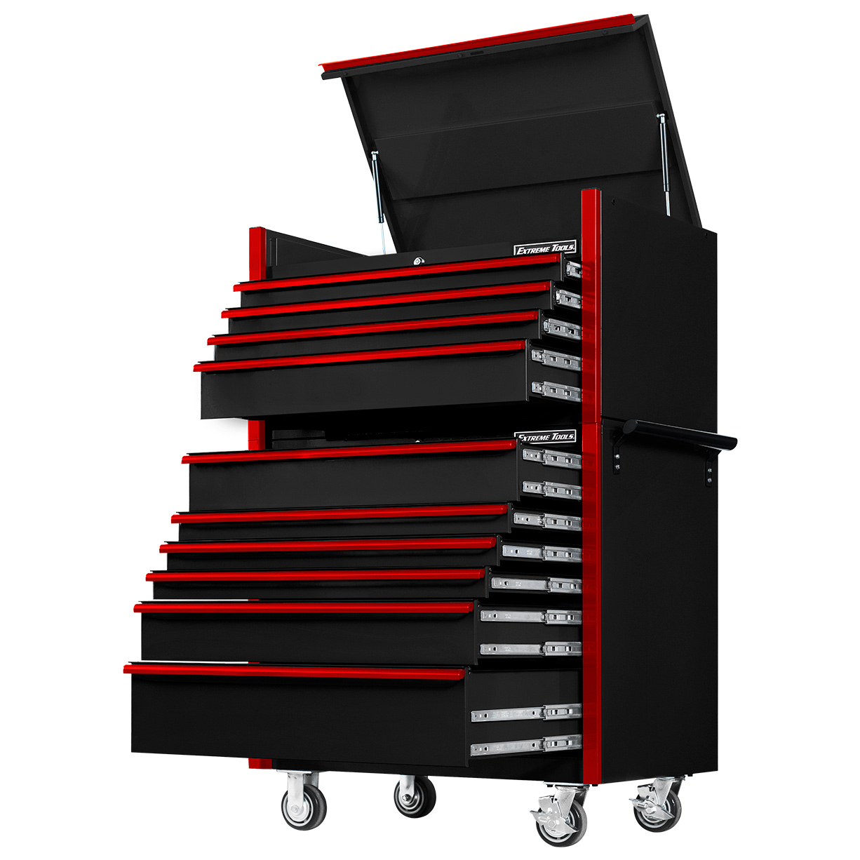 Extreme Tools Gw722512Chbkr 72in 12-Drawer Top Chest, Black-Red Handles