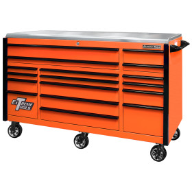 EX7217RCQORBK- Closed - Extreme Tools EX Professional Series 72 x 30 inch Roller Cabinet with 300-600 lbs Drawer Slides - RockinToolBoxes