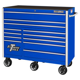 Extreme Tools RX Series 55"x 25" 12 Drawers Roller Cabinet With 150-300 lb Slides & Mag Wheels - Blue-Aluminum